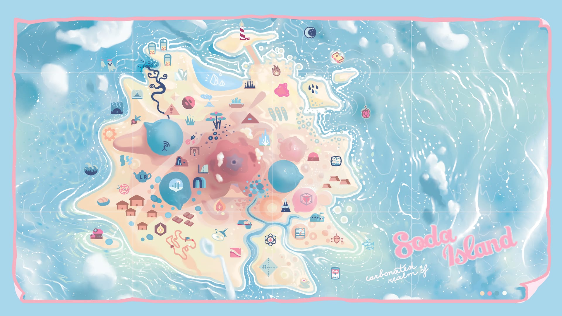 Map of Soda Island, the carbonated realm